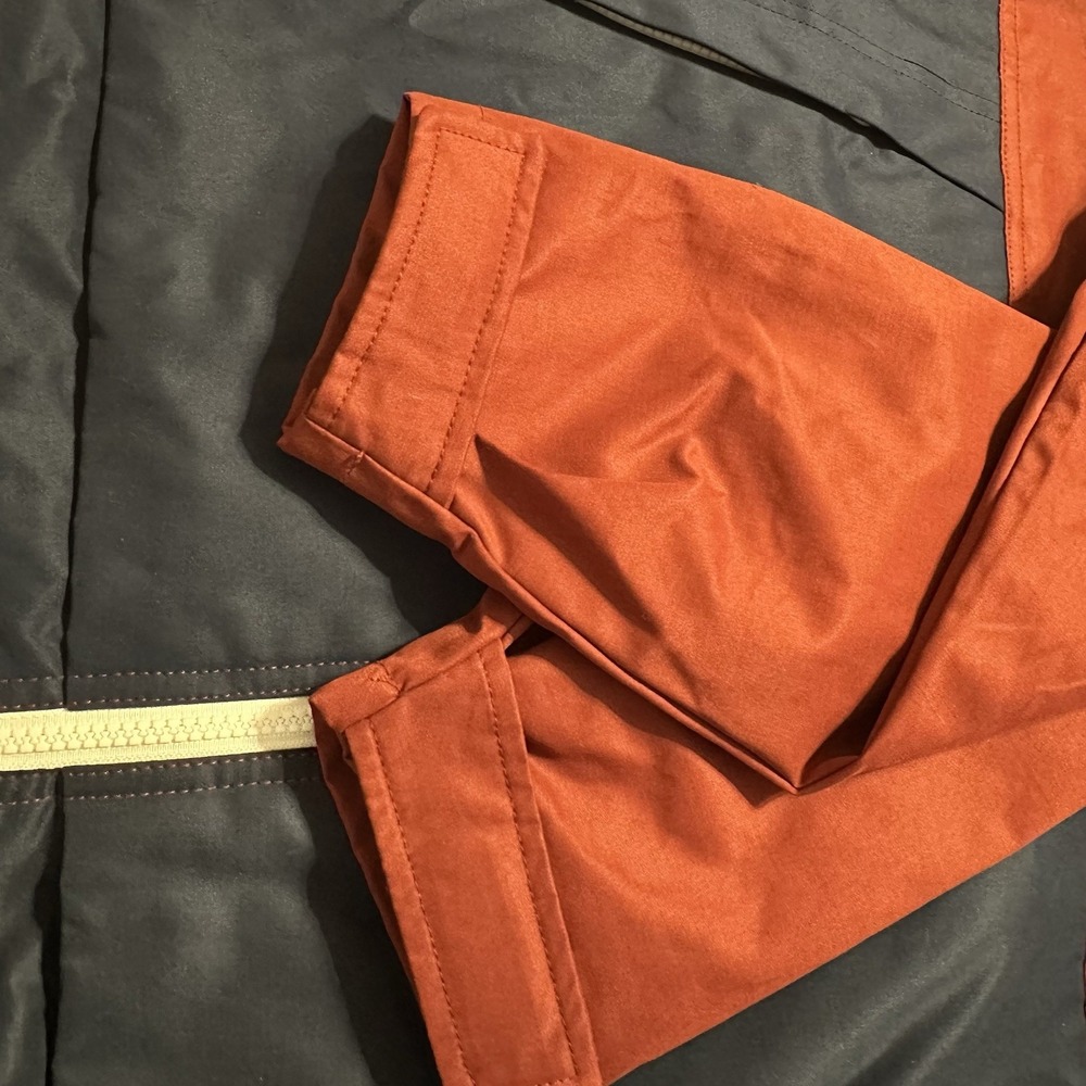 Falls Creek Performance Mens Hooded Jacket Colorblock Rust Navy Blue Large - Picture 6 of 8